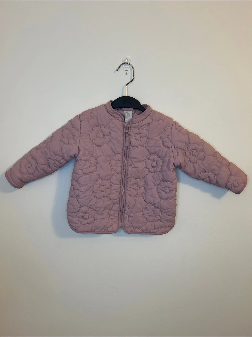 H&M Quilted Floral Baby Jacket in Dusty Pink, Size 18 Months